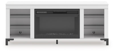 Brollevi 60" TV Stand with Electric Fireplace - White