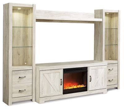 Bellaby 4-Piece Entertainment Center with Fireplace - Whitewash