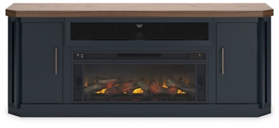 Landocken 83" TV Stand with Electric Fireplace - Two-tone
