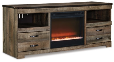 Trinell 63" TV Stand with Electric Fireplace - Brown