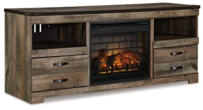 Trinell 63" TV Stand with Electric Fireplace - Brown