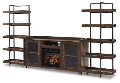 Starmore 3-Piece Wall Unit with Electric Fireplace - Brown/Gunmetal