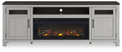 Darborn 88" TV Stand with Electric Fireplace - Gray/Brown