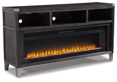 Mueble para TV Todoe de 65" con chimenea eléctrica - Gris
